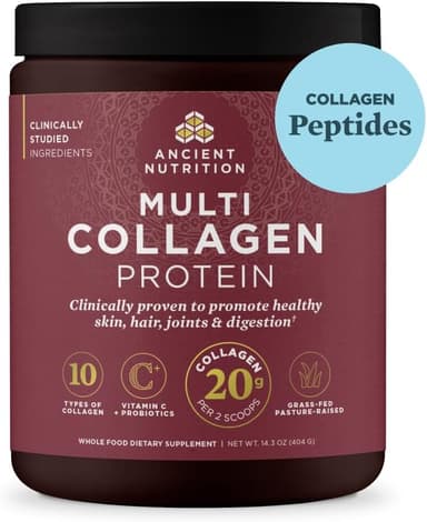 Ancient Nutrition Collagen Peptides Powder, Multi Collagen Protein, Women & Men, Vitamin C, Probiotics, Hydrolyzed Collagen, Supports Skin, Joints, Gut Health, Unflavored, 40 Servings - Image 2