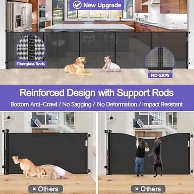 42 Inch Extra Tall Baby Gate 120 Inch Extra Wide Retractable Baby Gates for Large Openings, Upgraded Retractable Gate Keeps Pets from Getting Under Tall Pet Gate, Indoor/Outdoor Long Dog Gate - Image 3