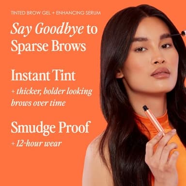 Grande Cosmetics GrandeBROW 2-in-1 Tinted Brow Gel + Brow Enhancing Serum for Thicker & Darker-Looking Eyebrows, Shape & Fill Brows, with Castor Oil & Mini Fibers - Medium, Full Size (0.12 fl oz) - Image 3