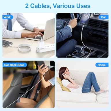 Compatible for iPhone 16e Charger Cable Fast Charging, 2 Pack 6ft 60W USB C to USB C Cable Long Car Power Cord Android Charger Phone for iPhone 16 Pro Max,16 Pro 16 Plus,16,15 Pro Max,15 Plus Pro,15 - Image 7