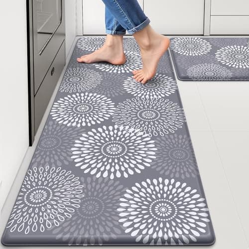 LuxStep Kitchen Mats for Floor,Cushioned Rug Anti-Fatigue Mats for Kitchen Decor Accessories,Waterproof Non-Slip Mats and Rugs Set for Office,Floor,Laundry 17.3"×30"+17.3"×47",Grey - Image 1