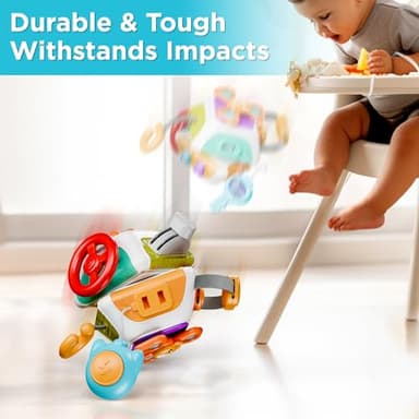 iPlay, iLearn 10 in 1 Baby Busy Board Cube, Montessori Sensory Toy Toddler 1-3, Infant Carseat Plane Travel, Kid Education Learning Activity, Birthday Gift 6 9 10 12 18 Month 1 2 Year Old Boy Girl - Image 5