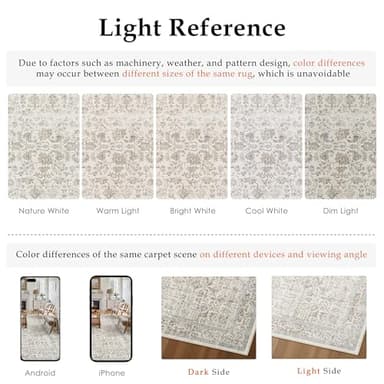 PureCozy Taupe Area Rug 8x10 Machine Washable Large Vintage Living Room Distressed Non Slip Carpet Traditional Indoor Bedroom Retro Floral Accent Throw Rug for Office Kitchen Dining Room - Image 2