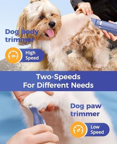 oneisall Dog Clippers & Dog Paw Trimmer 4-in-1 Cordless Grooming Kit: 2-Speed Low Noise Clippers with Rechargeable Quiet Nail Grinder for Dogs & Cats (Blue) - Image 5