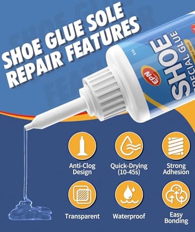 EPN Super Glue for Shoe Repair, 35g Heavy Duty Waterproof Adhesive – Strong Bond for Soles, Boots, Sneakers, Athletic Shoes, Heels, Sandals, Fast Drying, Long-Lasting, Pack of 2 - Image 3