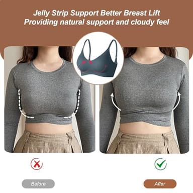 OEAK Womens Wireless Bras Comfortable Push Up Bra No Underwire Bra Full Support Lift Bralette Everyday Seamless Tshirt Bras Navy L - Image 4