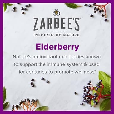 Zarbee’s Elderberry Gummies Daily Immune Support Supplement with Vitamins A C D E & Zinc, Black Elderberry Extract, Natural Berry Flavor, Vegetarian, Gelatin-Free, 60 Count - Image 2