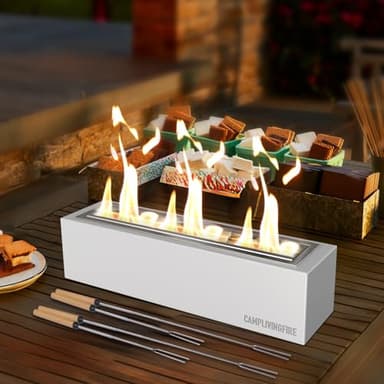 Tabletop Fire Pit with 4 Extendable Smores Sticks, Indoor Outdoor Fire Pit Table Top, Rectangle Tabletop Fireplace, Rubbing Alcohol Smores, Patio Decor Festive Gift - Gray - Image 8