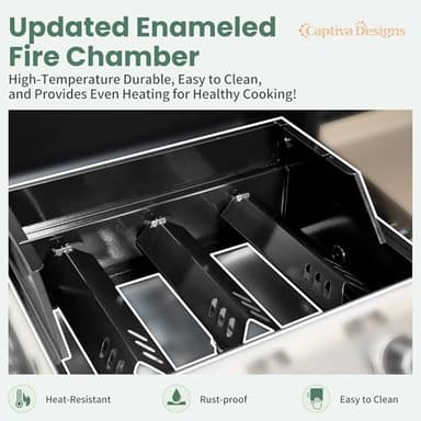 Captiva Designs Propane Gas Griddle Grill Combo with Porcelain-Enameled Cast Iron Grate & Cast Iron Pan, Dual BBQ Grill With Flat Top Griddle for Outdoor Kitchen & Backyard Barbecue,696 SQIN Cook Area - Image 7