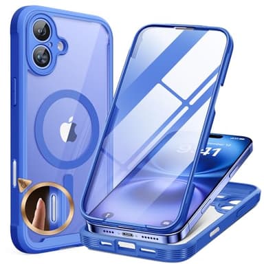 Miracase Magnetic for iPhone 16 Plus Case Full-Body Phone with Built-in Glass Screen Protector, [Compatible with MagSafe] Military Drop Proof 16 Plus Cover Bumper 6.7 inch, Blue - Image 1