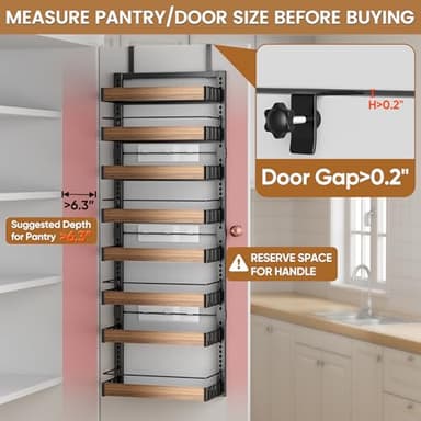 POKIPO 8 Tier Over The Door Pantry Organizer, 2 IN 1 Wall Mount or Hanging Spice Rack Seasoning Shelves with Adjustable Basket, Back of Door Organizer and Storage for Kitchen Cabinet and Room Closet - Image 3