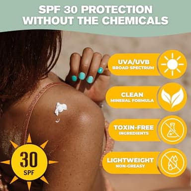 Organic Tallow Sunscreen SPF30 - Non-Toxic Natural Mineral Sunscreen for all Skin Types - Chemical Free Formula - Handcrafted in USA - Glass Jar with Bamboo Lid - 2oz - Image 2