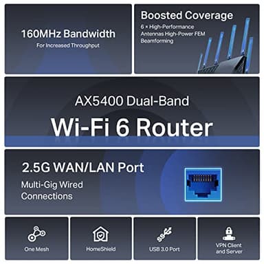 TP-Link AX5400 WiFi 6 Router (Archer AX72 Pro) Multi Gigabit Wireless Internet Router, 1 x 2.5 Gbps Port, Dual Band, VPN Support, Guest Network, MU-MIMO, USB 3.0 Port, WPA3, Compatible with Alexa - Image 3