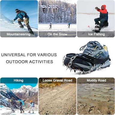 Ice Cleats Traction Snow Grips - 19 Stainless Steel Spikes Crampons for Hiking, Fishing, Walking, Climbing (X-Large) - Image 4
