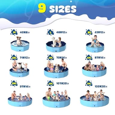COMMOUDS Foldable Dog Pool, Collapsible Hard Plastic Dog Kiddie Swimming Pool, Portable Pet Bath Tub Wading Pools for Kids and Puppy Small Medium Large Dogs(71inch.D x 12inch.H) - Image 2
