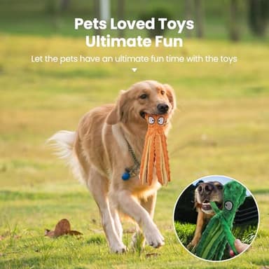 HGB Squeaky Dog Toys - Octopus No Stuffing Crinkle Plush Large Dog Toys to Keep Them Busy for Puppy Teething Chewing, Pet Supplies for Small, Medium, and Large Breeds, 2 Pack - Image 4