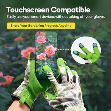 Maygrove Gardening Gloves for Women, Breathable Leather Work Gloves, Thorn-Proof Gardening Gifts, Touchscreen Compatible, Protective Work for Digging, Planting, Pruning, Medium Size, Green - Image 2