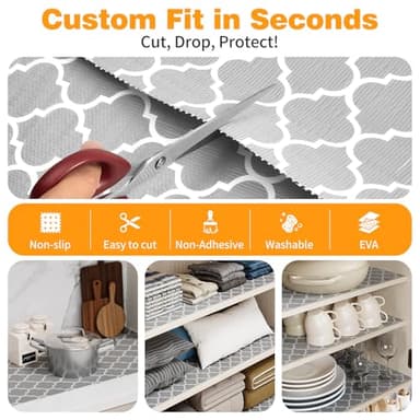 COAVAS Shelf Liner for Cabinets & Drawers Non Slip, No Adhesive Drawer Liners for Dresser, Kitchen, Shelves, Thick Shelf Paper Waterproof, Cut-to-Size (Gray, 12IN x 10FT) - Image 3