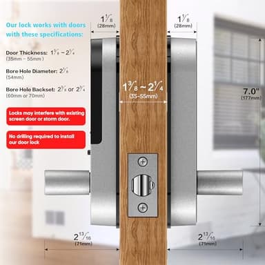 Keyless Entry Fingerprint Smart Lock with Handle & Keypad: Sifely Biometric Digital Electronic Lock with Code, Electric Deadbolt Door Knob for Front, Interior, Exterior & Bedroom Doors (Silver) - Image 6