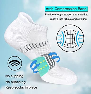 suaskk Womens Athletic Cushioned Anti-Blister Comfort Running Ankle Socks 5 Pairs - Image 5