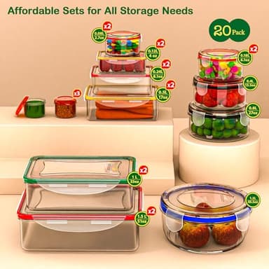 40 Pcs Food Storage Containers with Lids Airtight- Plastic Meal Prep Container for Pantry Kitchen Organization, Microwave, Dishwasher, Freezer Safe -100% Leak Proof (20 Stackable Boxes-20 Lids) - Image 2