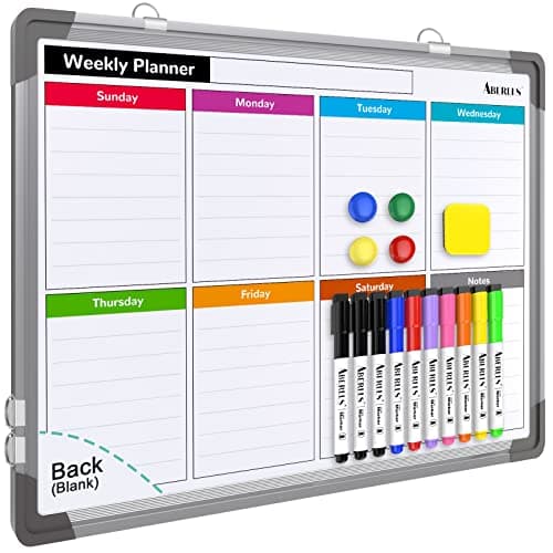 Small Weekly Calendar Dry Erase Whiteboard for Wall, 16" x 12" Magnetic Dry Erase Board, Hanging Double-Sided White Board, Portable Board for List, Kitchen, Planning, Memo, Home, Office - Image 1
