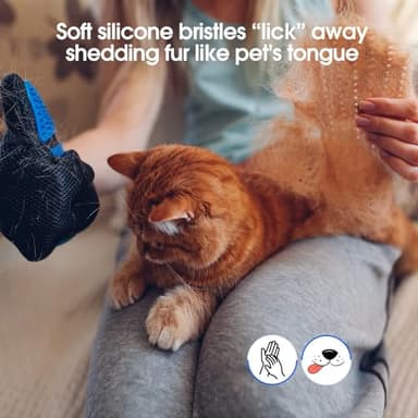 Upgrade Efficient Pet Hair Remover Gloves - Gentle Shedding Brushes for Dogs, Cats & Horses with Long and Short Hair - 1 Pair (Blue) - Image 8