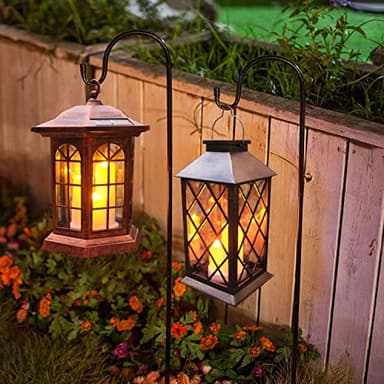 Solar Outdoor Waterproof Hanging Lantern, Yard Decorative Solar Lights PVC Upgrade 3 LED Flickering Flameless Candle Decorative Lights for Garden(Garden Candle) - Image 7