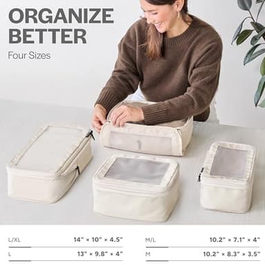 Aerotrunk Compression Packing Cubes for Travel - Luggage Organizer Bags - Double Zipper Packing Cubes for Suitcases (4-Pack, Beige) - Image 3