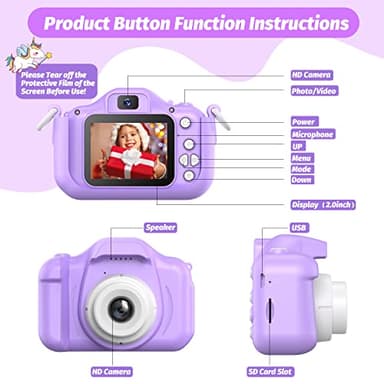 Upgrade Kids Camera, Christmas Birthday Gifts for Girls Boys, 1080P HD Selfie Digital Video Camera for Toddlers, Cute Portable Little Girls Boys Gifts Toys for 3 4 5 6 7 8 9 Years Old - Image 8