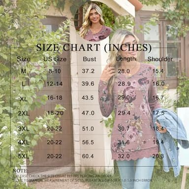 Netsmile Women's Plus Size Tops Fall Long Sleeve Tunics Loose Dressy Casual Shirts Lace Hem Sweatshirt for Leggings, 2XL, Bean-Rose Red - Image 5