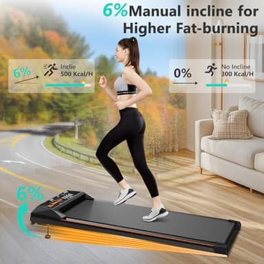 Walking Pad with Incline, Under Desk Treadmill, Portable Treadmills for Home Office, 4 in 1 Walking Running Machine Manual Incline, Compact Treadmill 265LB Capacity with Remote Control - Image 2