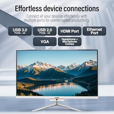 23.8" Full HD All-in-One Desktop Computer - 16GB RAM, 512GB SSD, Intel 13th Gen, Windows 11, Dual-Band WiFi, HDMI, USB 3.0, FHD IPS Display - AIO PC with Wireless Keyboard, Mouse, 2MP Camera - Image 4