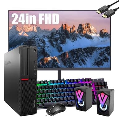 Lenovo ThinkCentre M700 SFF Desktop Computer PC with 24in FHD Monitor, M700 SFF Computer Core 6th Gen, 16GB RAM, 512GB SSD, DisplayPort, RJ-45, WiFi, Bluetooth, Windows 10 Pro (Renewed) - Image 1