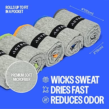 Acteon Microfiber Gym Towels 5 Pack, Quick Dry Silver ION Odor-Free Sweat Towel, Super Absorbent Fast Drying for Men & Women, Workout, Yoga, Running, Hiking, Travel – 16x30.5 Inch - Image 4