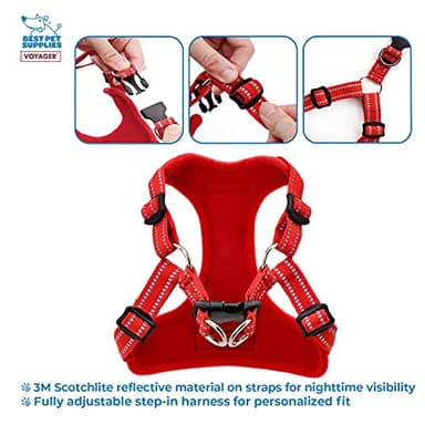 Best Pet Supplies Voyager Adjustable Dog Vest Harness Breathable No Pull Harness for Small, Medium, Large Dogs, Harness for Walking, Jogging, Easy Step-in, Reflective Stripes - Red, L - Image 2