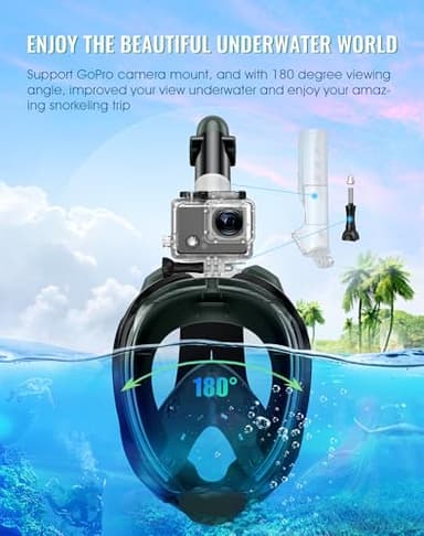 Greatever G2 Full Face Snorkel Mask with Latest Dry Top System,Foldable 180 Degree Panoramic View Snorkeling Mask with Camera Mount,Safe Breathing,Anti-Leak&Anti-Fog - Image 5