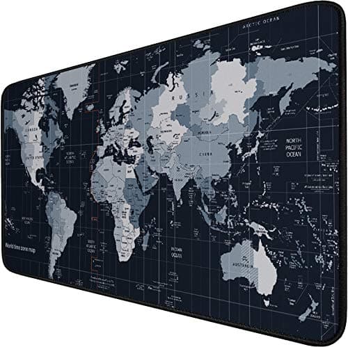 Large Extended Gaming Mouse Pad with Stitched Edges,(35.4X15.7In) Durable Non-Slip Natural Rubber Base, Waterproof Computer Keyboard Pad Mat for Esports Pros/Gamer/Desktop/Office/Home, Map - Image 1