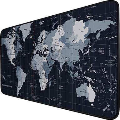 Large Extended Gaming Mouse Pad with Stitched Edges,(35.4X15.7In) Durable Non-Slip Natural Rubber Base, Waterproof Computer Keyboard Pad Mat for Esports Pros/Gamer/Desktop/Office/Home, Map - Image 1