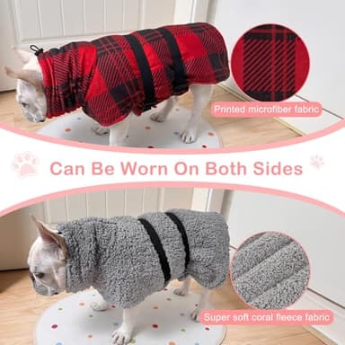 Dog Robe Quick Drying Dog Bathrobe Super Absorbant Dog Towels for Drying Dogs Cute Dog Clothes Thickening Dog Bath Supplies for After Bath Adjustable Dog Drying Coat, Wearable On Both Sides (S-XXL) - Image 2