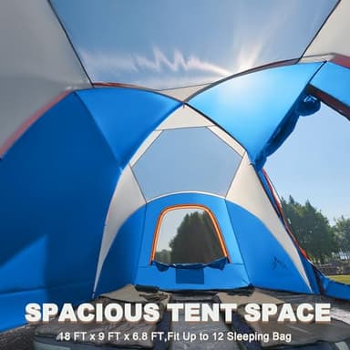 Tents for Camping, Waterproof 10 Person Family Tent with Double Layer & 4 Large Mesh Windows, Weather Resistant Easy Setup 2 Room Big Tent for Music Festival, Parties, 18 X 9 X 6.8Ft - Image 3