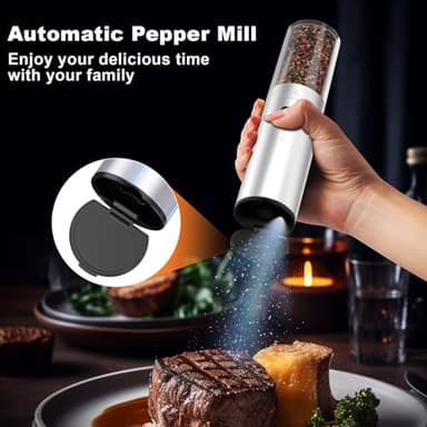COKUNST Newly Upgraded Electric Salt or Pepper Grinder, USB Rechargeable Grinder with 6.26Oz Lagre Capactiy Visual Silo & Suction Dust Cover, Automatic Mill Pepper Shaker - Image 6