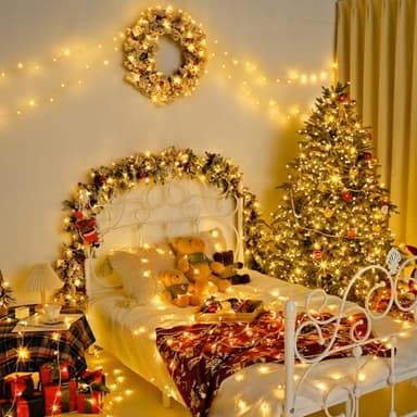 JMEXSUSS Connectable Warm White String Lights Indoor Bedroom, 8 Modes Christmas String Light Plug in Christmas Tree Lights, 33ft 100 LED Fairy Twinkle Light Outdoor for Home Garden Xmas Tree Decor - Image 5