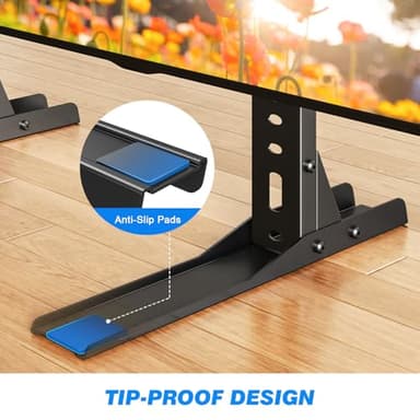 Rfiver Universal TV Stand for 20-75 inch Flat Curved TVs, Height Adjustable Table Top TV Stand, TV Feet with Cable Management,Steel Replacement TV Legs Holds up to 110 lbs, Max VESA 800x600mm, Black - Image 6