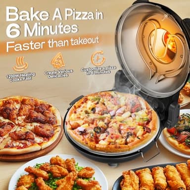 Upgrade Pizza Oven, Indoor Pizza Ovens Heats Up to 800˚F, 1200W Electric Pizza Oven, 12 Inch Pizza Maker with Viewing Window, Temperatures Control and Timer for Indoor and Outdoor Use - Image 2