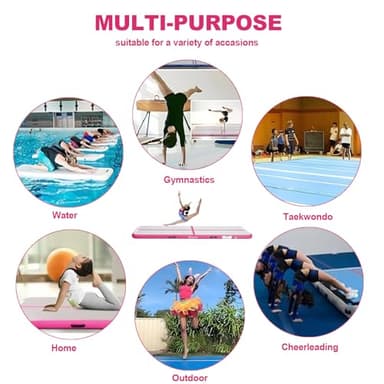 FBSPORT Inflatable Air Gymnastics Mat Training Mats 4/8 inches Thickness Gymnastics Tracks for Home Use/Training/Cheerleading/Yoga/Water with Pump - Image 7