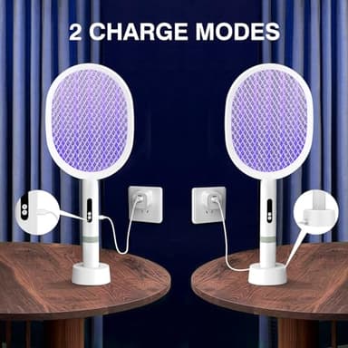 Electric Fly Swatter Racket, PALONE 4000V Detachable Bug Zapper with Type-C Rechargeable Base, Powerful Dual Modes Fly Zapper Racket, Mosquito Killer for Indoor Outdoor, 1 Pack - Image 4