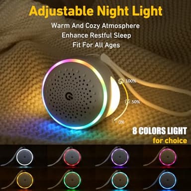 White Noise Machine, Portable with 27 Soothing Sounds for Baby, Adults & Kids Sleep, 5 Timers & 8 Colors Night Light & Rechargeable Battery, Sound Therapy for Travel, Office, Home & Gift - Image 7