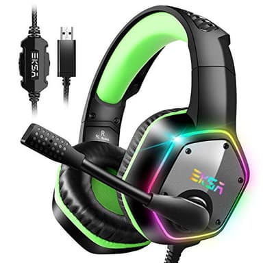 EKSA E1000 Gaming Headset, Computer Headphones with Noise Canceling Mic & RGB Light, Compatible with PC, PS4, PS5, Laptop - Image 4