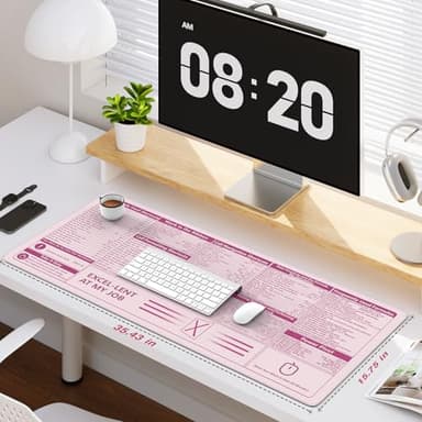 iCasso Excel Cheat Sheet Desk Pad,Excel Mouse Pad Shortcuts,Excel Shortcuts Cheat Sheet Keyboard Mat, Extended Large XXL Non-Slip Mousepad with Stitched Edges for Computer(Pink Excel Shortcuts) - Image 2